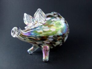 Szklana figurka /szklana ozdoba / świnka skarbonka