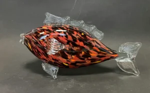 Szklana ryba - PRL - brazowo-czerwona 162 (glass fish)