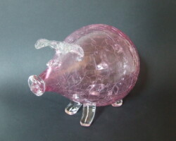Szklana figurka i skarbonka - świnka różowa - krakla Szklana figurka i skarbonka - świnka różowa - krakla
