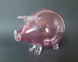 Szklana figurka i skarbonka - świnka różowa Szklana figurka i skarbonka - świnka różowa