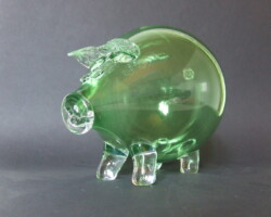Szklana figurka i skarbonka - świnka zielona Szklana figurka i skarbonka - świnka zielona
