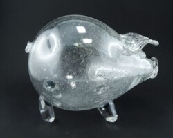 Szklana świnka skarbonka - bąbelki - mała Szklana świnka skarbonka - bąbelki - mała