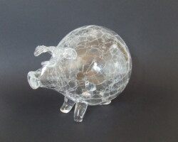 Świnka skarbonka - mała - krakla - bezbarwna Szklana świnka skarbonka - krakla - mała