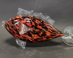Szklana ryba - PRL - brazowo-czerwona 162 Szklana ryba - PRL - brazowo-czerwona 162