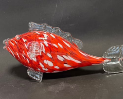 Szklana ryba - PRL - czerwona 742 Szklana ryba - PRL - czerwona 742